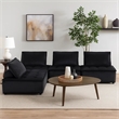 Pemberly Row 4 Piece Sectional Sofa with Tufted Seats in Black Velvet