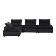 Pemberly Row 4 Piece Sectional Sofa with Tufted Seats in Black Velvet