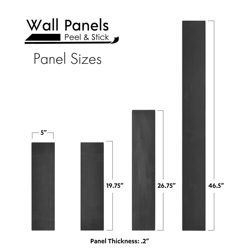 Pemberly Row Solid Wood Wall Panel with 3M Adhesive Tape in Charcoal Gray