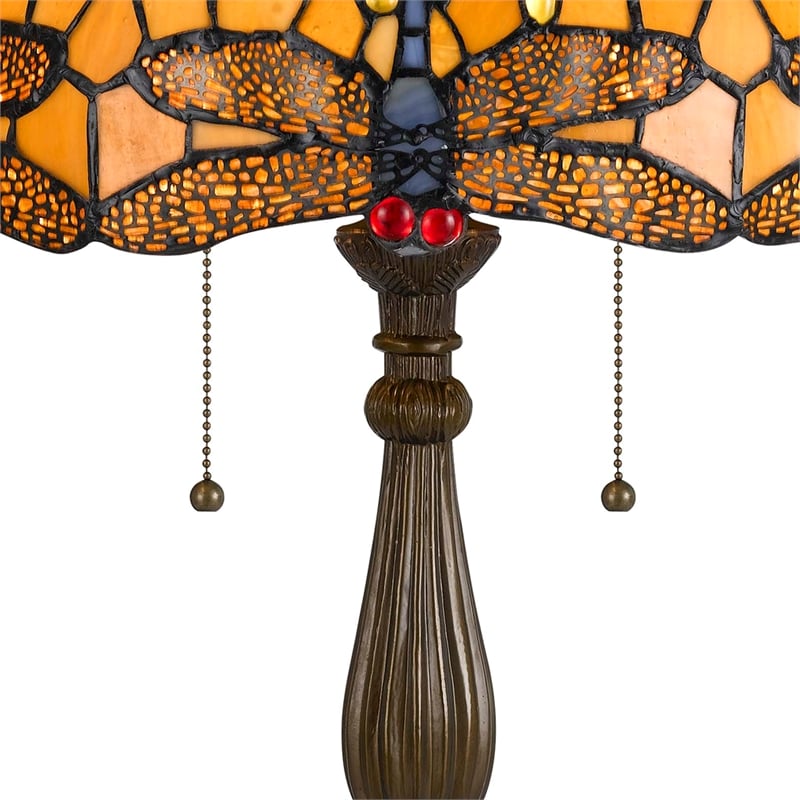Pemberly Row 2 Bulb Table Lamp with Dragonfly Design Shade in Multicolor