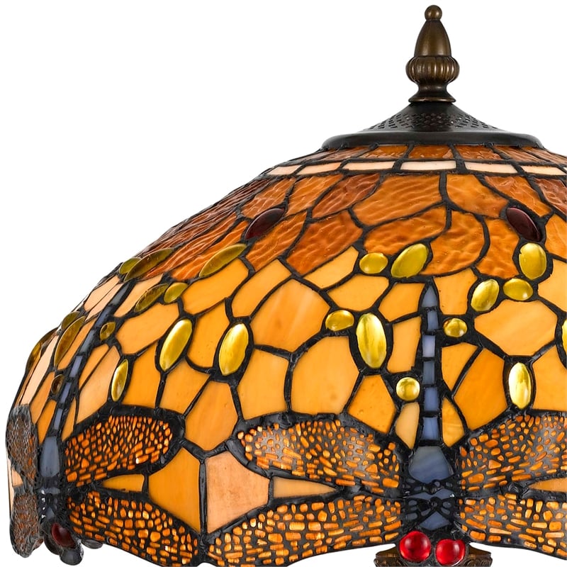 Pemberly Row 2 Bulb Table Lamp with Dragonfly Design Shade in Multicolor
