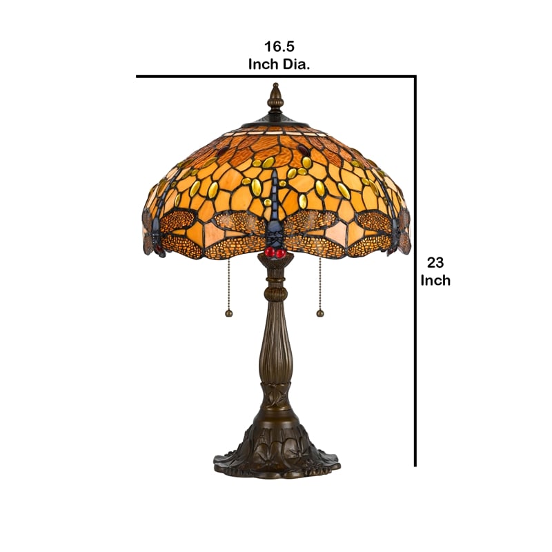 Pemberly Row 2 Bulb Table Lamp with Dragonfly Design Shade in Multicolor