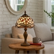 Pemberly Row Metal Table Lamp with Dragonfly Design Shade in Multicolor