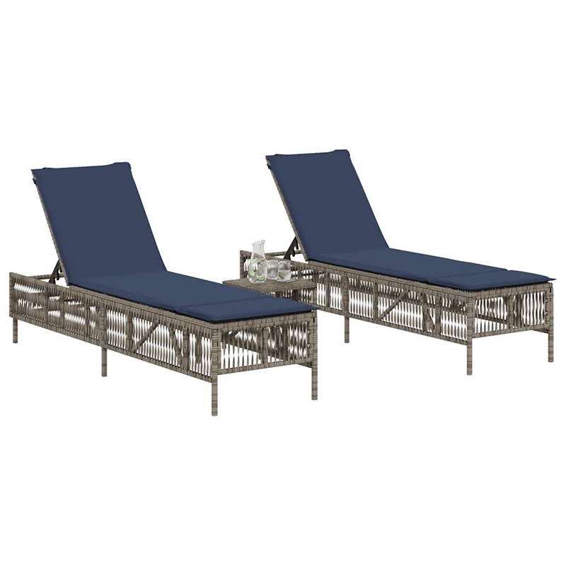 Pemberly Row 2 Person Adjustable Patio Sun Lounger with Cushions in Gray