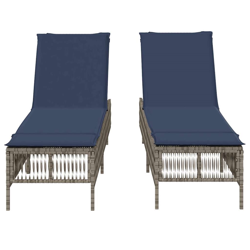 Pemberly Row 2 Person Adjustable Patio Sun Lounger with Cushions in Gray