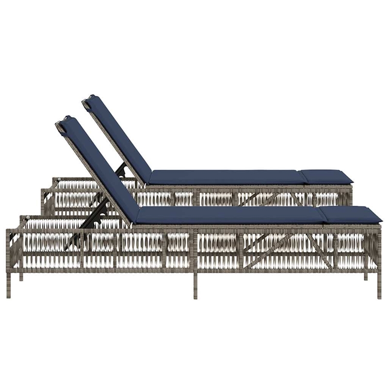 Pemberly Row 2 Person Adjustable Patio Sun Lounger with Cushions in Gray