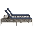 Pemberly Row 2 Person Adjustable Patio Sun Lounger with Cushions in Gray