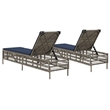 Pemberly Row 2 Person Adjustable Patio Sun Lounger with Cushions in Gray