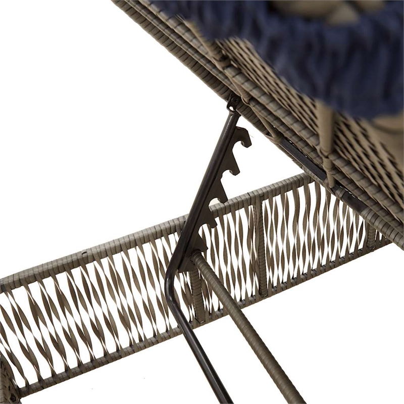 Pemberly Row 2 Person Adjustable Patio Sun Lounger with Cushions in Gray