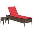 Pemberly Row 2 Piece Patio Sun Lounger Set with Cushions in Brown and Red