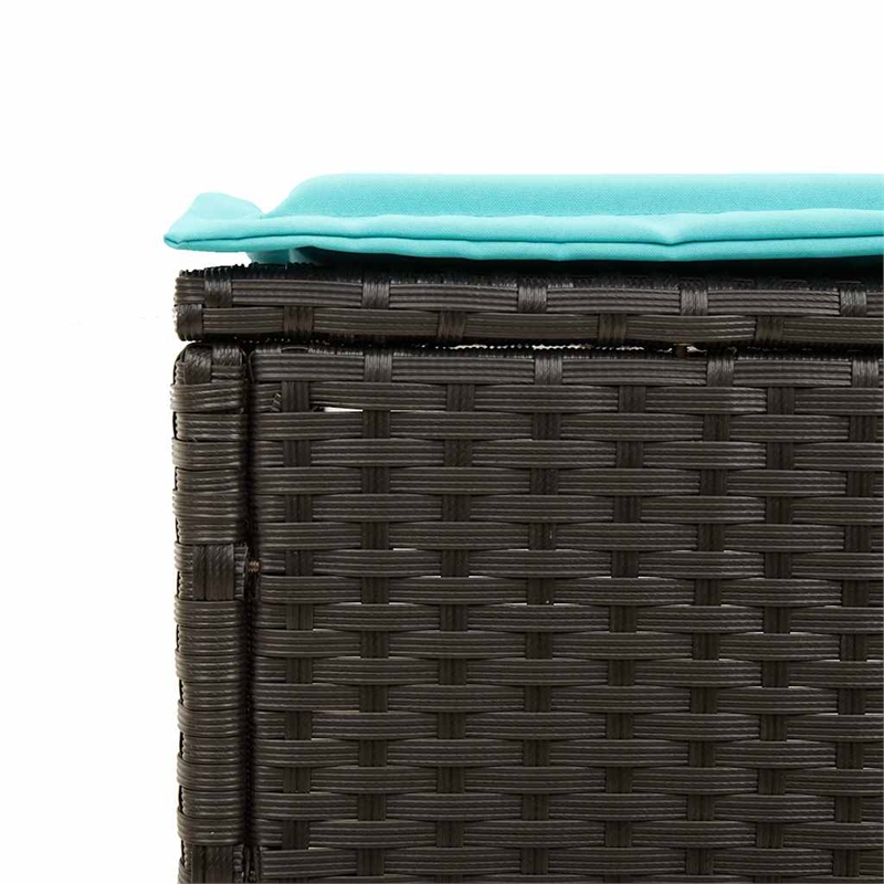 Pemberly Row 3 Piece Sun Lounger Set with Side Table in Black and Blue