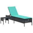 Pemberly Row 3 Piece Sun Lounger Set with Side Table in Black and Blue