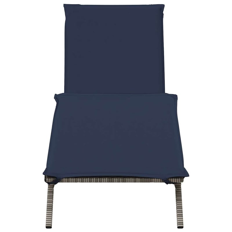 Pemberly Row Extra Long PE Rattan Patio Sun Lounger with Footrests in Gray