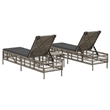 Pemberly Row 3 Piece PE Rattan Sun Lounger Set with Cushions in Gray