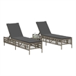 Pemberly Row 3 Piece PE Rattan Sun Lounger Set with Cushions in Gray
