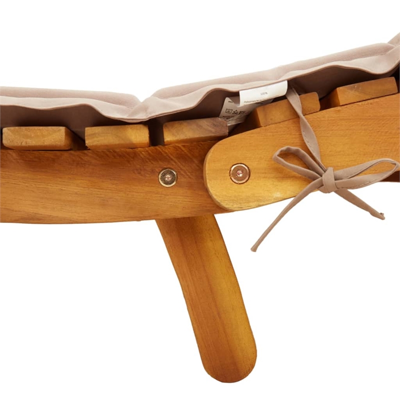 Pemberly Row Solid Acacia Wood Adjustable Foldable Sun Lounger in Taupe