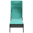 Pemberly Row Patio Sun Lounger with Canopy and Cushion in Black/Turquoise