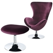 Pemberly Row Curved Chair with Ottoman and Tubular Base Set of 2 in Purple
