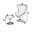 Pemberly Row Curved Chair with Ottoman and Tubular Base Set of 2 in Purple