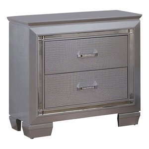 Pemberly Row 2 Drawer Nightstand with Embossed Textured Details in Gray