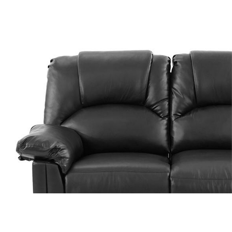 Pemberly Row Bonded Leather Recliner Loveseat with High Back in Black