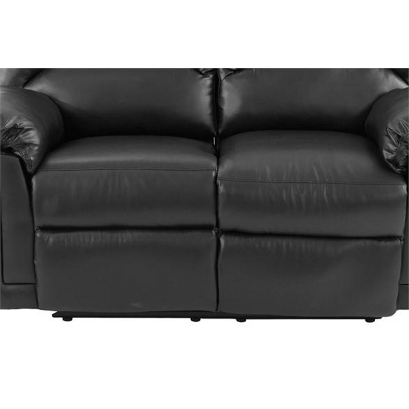 Pemberly Row Bonded Leather Recliner Loveseat with High Back in Black