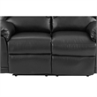 Pemberly Row Bonded Leather Recliner Loveseat with High Back in Black
