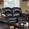 Pemberly Row Bonded Leather Recliner Loveseat with High Back in Black