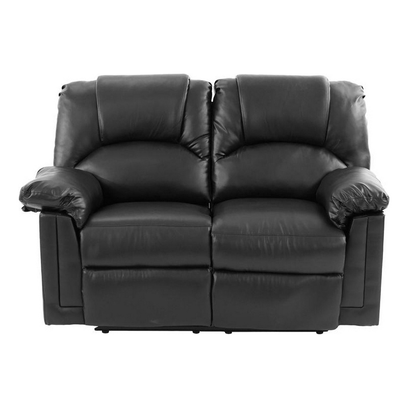 Pemberly Row Bonded Leather Recliner Loveseat with High Back in Black
