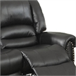Pemberly Row Bonded Leather Reclining Loveseat with Nail Head Trim in Black