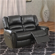 Pemberly Row Bonded Leather Reclining Loveseat with Nail Head Trim in Black