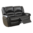 Pemberly Row Bonded Leather Reclining Loveseat with Nail Head Trim in Black