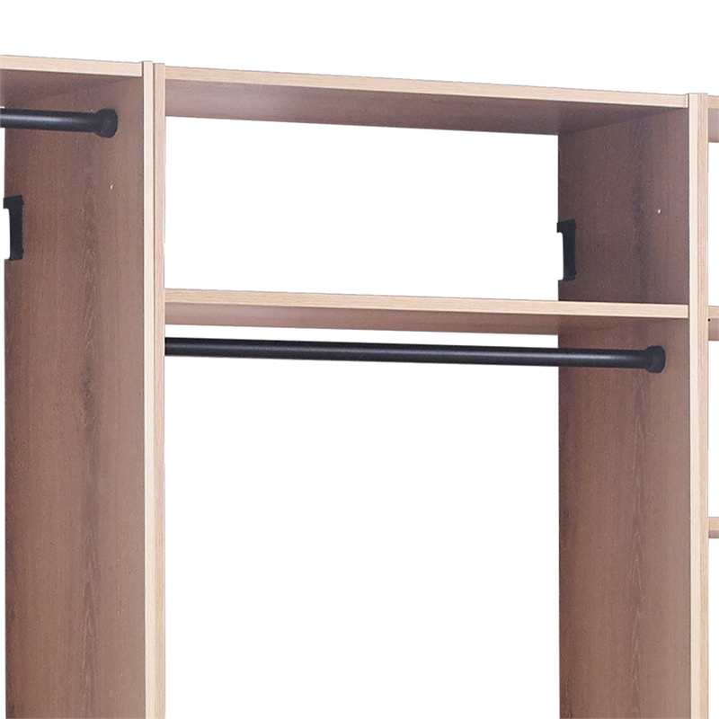 Pemberly Row Walk in Closet with 2 Drawers 5 Shelves and 3 Rods in Brown