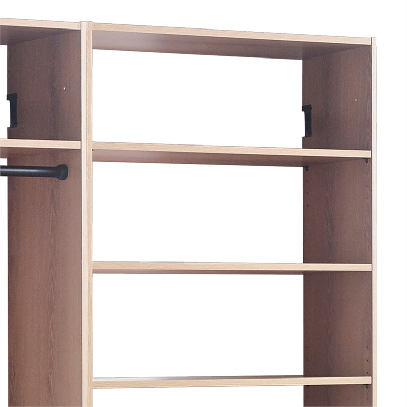 Pemberly Row Walk in Closet with 2 Drawers 5 Shelves and 3 Rods in Brown