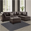 Pemberly Row Bonded Leather 3 Piece Sectional Set with Ottoman in Brown