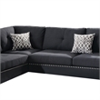 Pemberly Row 3 Piece Sectional Set with Ottoman and Accent Pillows in Black