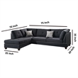 Pemberly Row 3 Piece Sectional Set with Ottoman and Accent Pillows in Black
