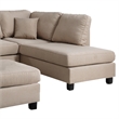 Pemberly Row Linen Fabric 3 Piece Sectional with Ottoman in Sand Beige
