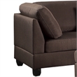 Pemberly Row Linen Fabric 3 Piece Sectional with Ottoman in Chocolate Brown