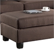 Pemberly Row Linen Fabric 3 Piece Sectional with Ottoman in Chocolate Brown