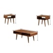 Pemberly Row 3 Piece Mid Century Wooden Occasional Table Set in Brown