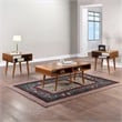 Pemberly Row 3 Piece Mid Century Wooden Occasional Table Set in Brown