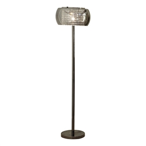 Pemberly Row 61&quot Crystal Glass Floor Lamp with Drum Shade in Black Nickel
