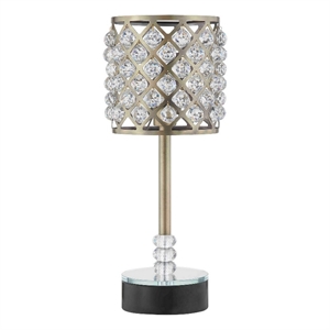 Pemberly Row 24&quot Table Lamp with Crystal Shade in Antique Brass and Black