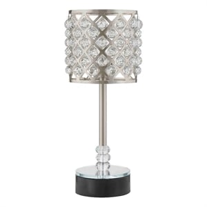 Pemberly Row 24&quot Table Lamp with Crystal Drum Shade in Brushed Nickel