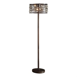 Pemberly Row 60&quot Floor Lamp with Crystal Shade and Base in Antique Bronze