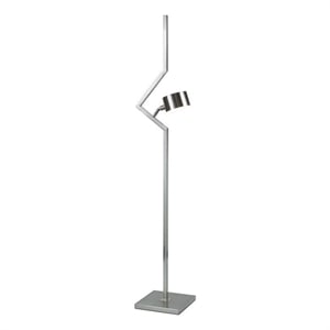 Pemberly Row 60&quot Floor Lamp with Metal Drum Shade and Square Base in Nickel