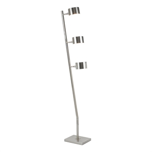Pemberly Row 60&quot Floor Lamp with 3 Drum Metal Shades and Silver Frame