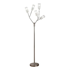 Pemberly Row 67&quot Floor Lamp with Globe Glass Shade and Base in Nickel
