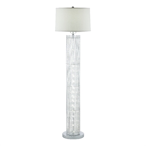 Pemberly Row 57&quot Floor Lamp with Gray Drum Fabric Shade and Silver Base
